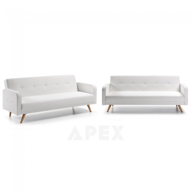 Irena Modern White Sofa Bed Wooden Legs Barons Irena Modern White Sofa Bed Wooden Legs