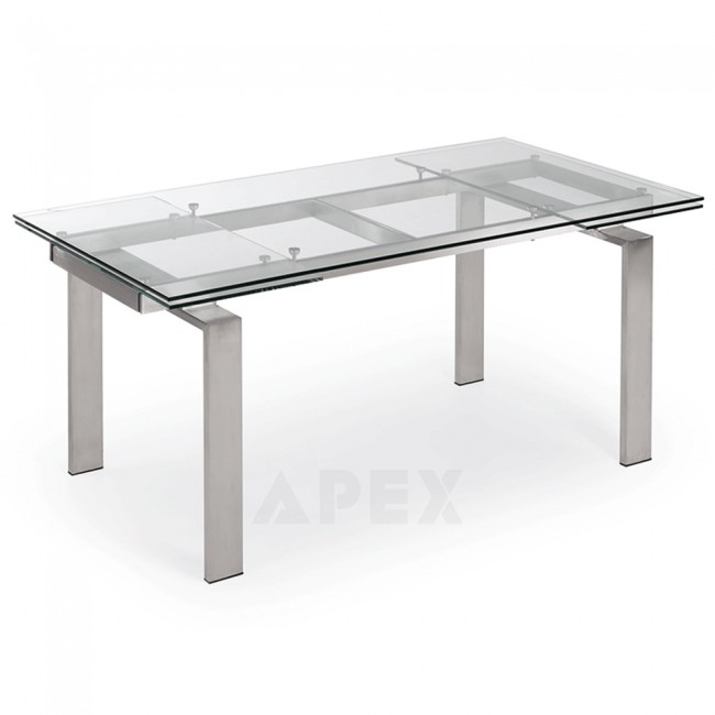 Kerstin Modern Glass Extendable Dining Table 240cm Barons Kerstin Modern Glass Extendable Dining Table 240cm
