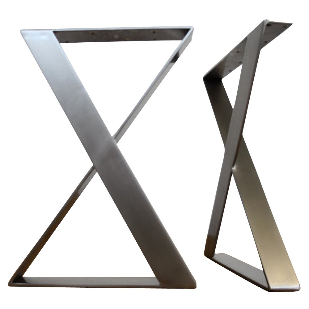 Flat Stainless Steel X Shaped Table Legs Set Of 2 Apex