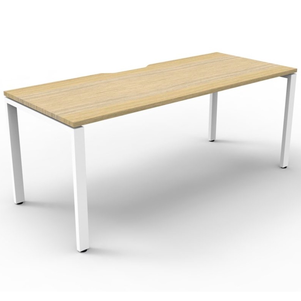 Oak Office Desk Workstation White Legs Apex