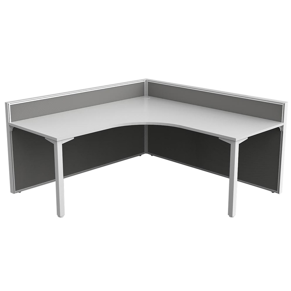 Enterprise Corner Workstation With 2 Acoustic Privacy Screen