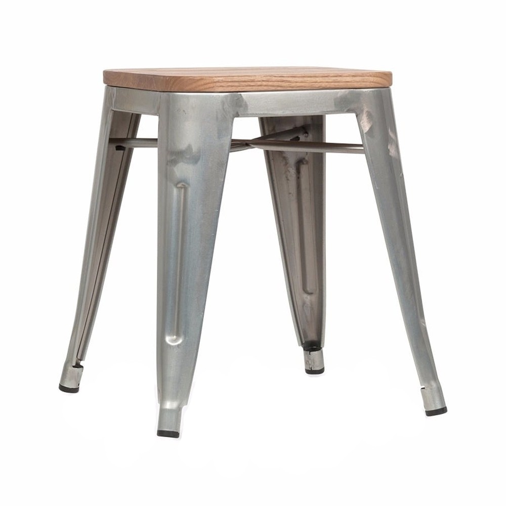 Tolix Low Stool With Wooden Seat Apex Tolix Low Stool With Wooden Seat