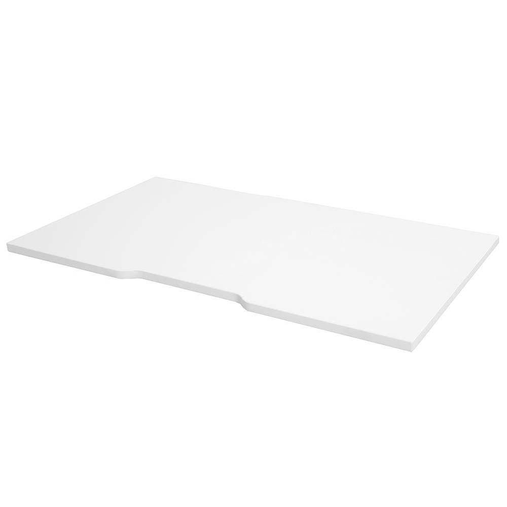 White Straight Office Desk Table Top with Scalloped Top Apex