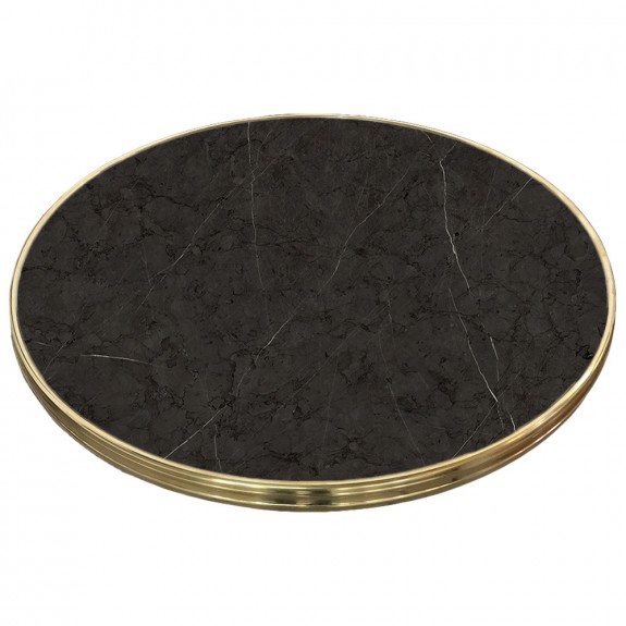 Grey Marble Style Table Top with Brass Edge