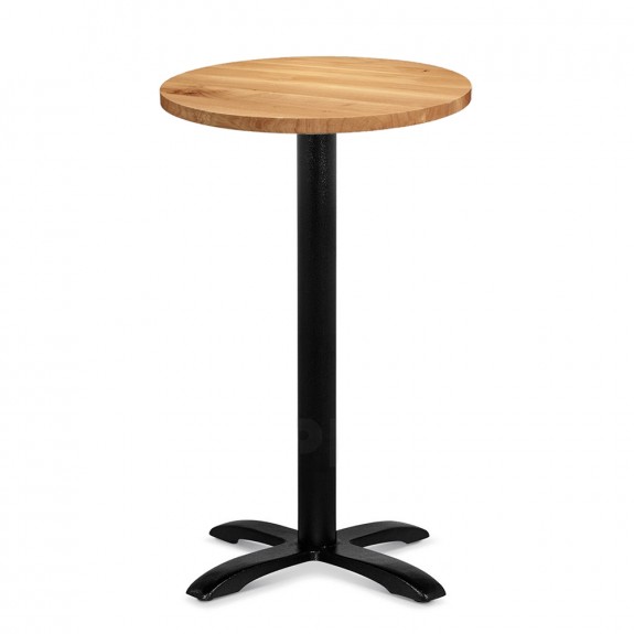 Alvina Modern Oak Bar Table Round Solid Timber Top Black Legs