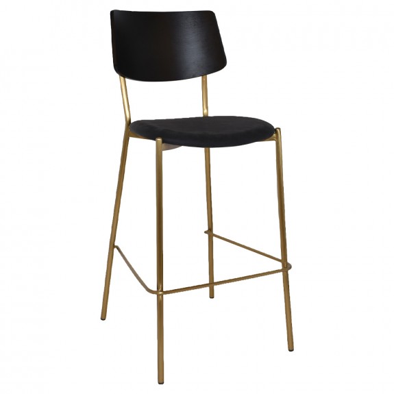 Andrea Brass Frame Bar Stool with Padded Seat 77cm