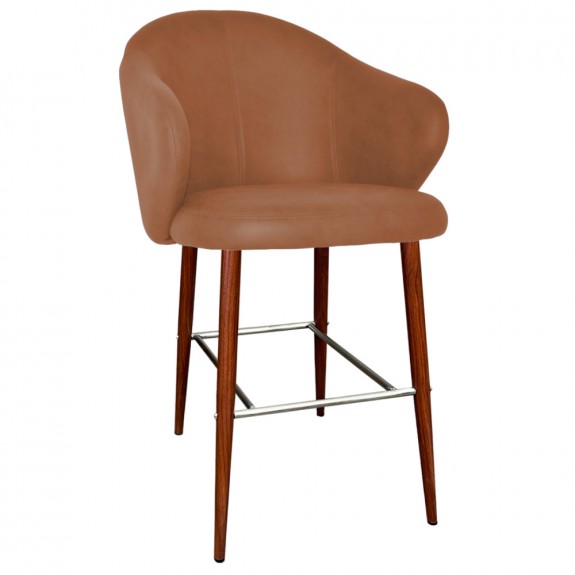 Ariel Bar Stool Walnut Steel Legs 76cm