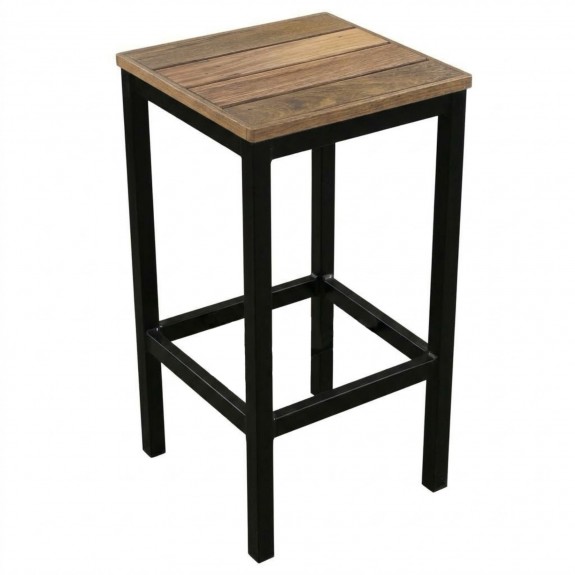 Avoca Beer Garden Outdoor Bar Stool Recycled Blonde Timber Top Black 75cm