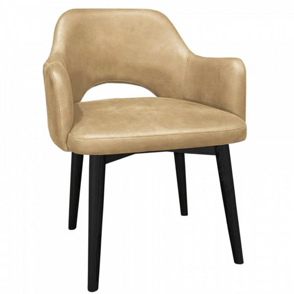 Bella Tub Chair Black Wood Legs - Sand Vinyl