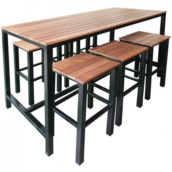 Black Beer Garden Outdoor Bar Table and Stools