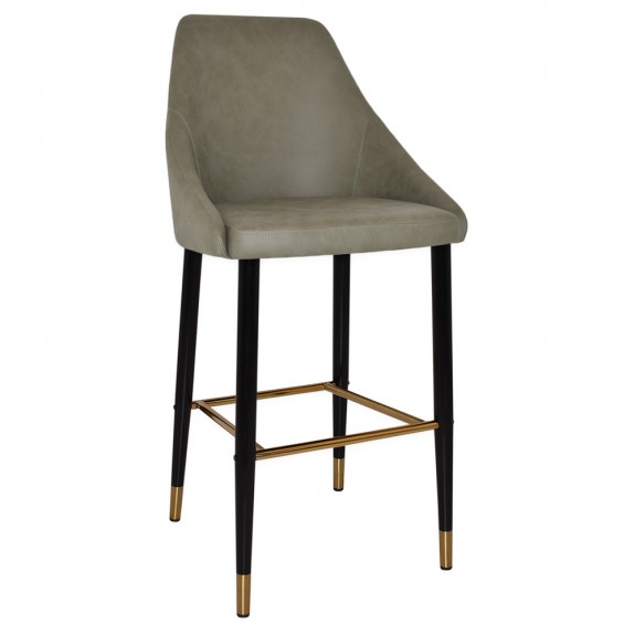 Carmen Bar Stool Black Brass Steel Legs 75cm