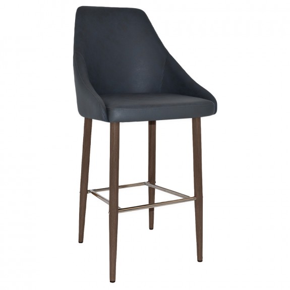 Carmen Bar Stool Light Walnut Steel Legs 75cm