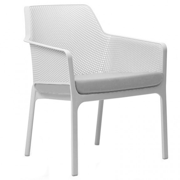 Contemporary Lounge Chair - White - Gray Cushion