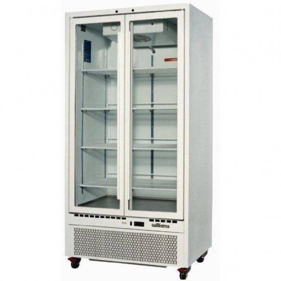 DN468 Upright 2 Glass Door Fridge Colorbond Exterior with Stainless Interior