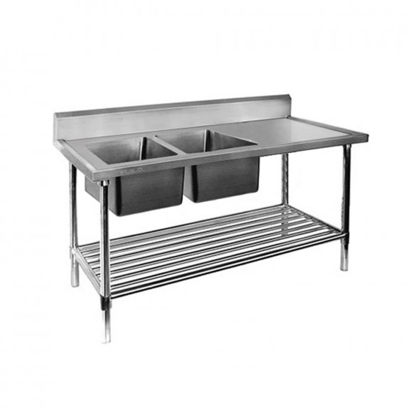 DSB6-1500L/A FED Double Left Sink Bench With Pot Undershelf DSB6-1500L/A