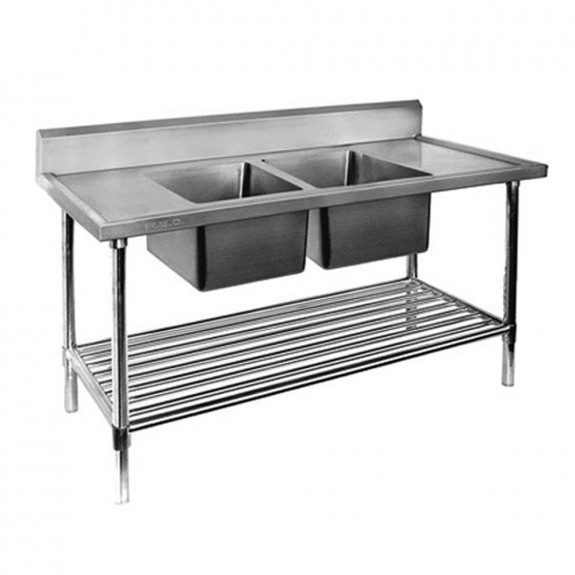 FED Double Centre Sink Bench with Pot Undershelf DSB7-2400C/A-1