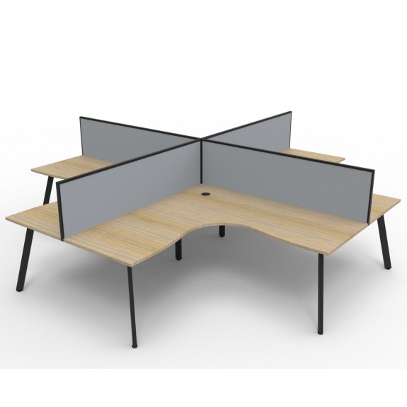 Eternity 4 Person Corner Workstation Pod With Screens D-ELCWS4P1515 NO/BL-3000
