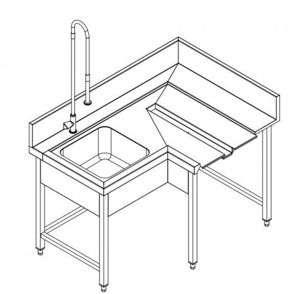 Fagor Pre-Rinsing Sink Bench w/ Introductor of Baskets MCFD-1000I