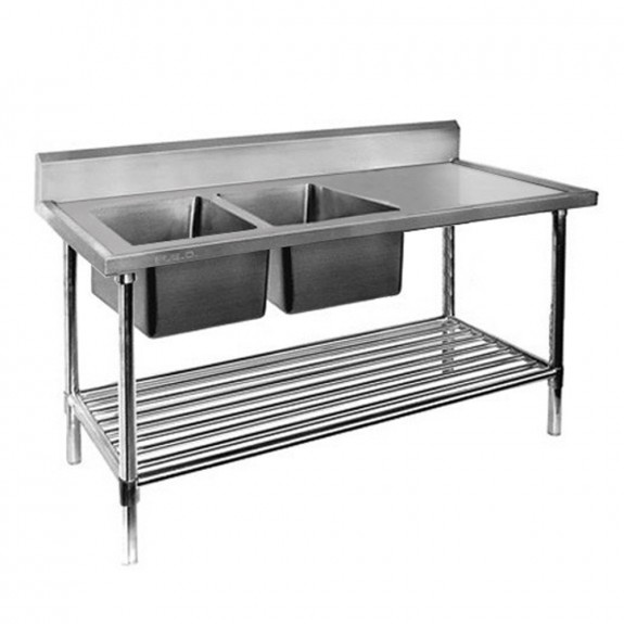 FED Economic 304 Grade SS Left Double Sink Bench 1800x700x900 with two 610x400x250 sinks 1800-7-DSBL