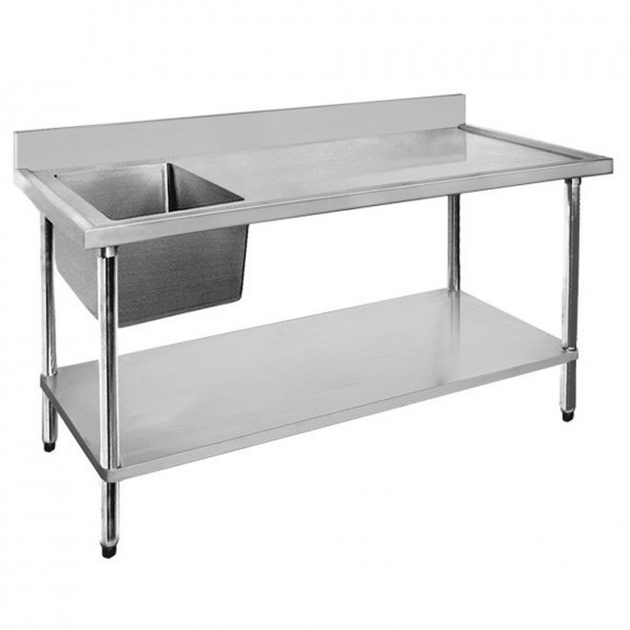 FED Economic 304 Grade SS Left Single Sink Bench 1500x600x900 with 500x400x250 sink 1500-6-SSBL