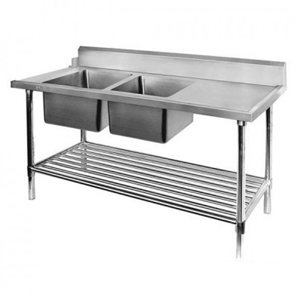 FED Left Inlet Double Sink Dishwasher Bench DSBD7-2400L/A