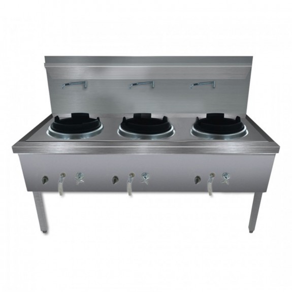 F.E.D Stainless Steel Waterless LPG Gas Triple Wok - WW-3L