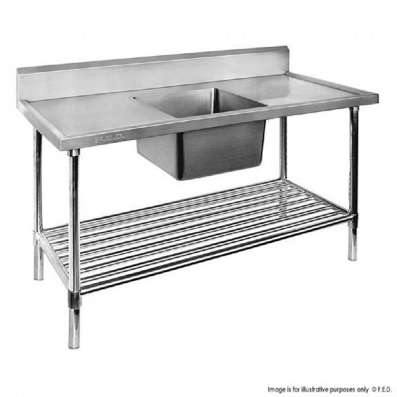 FED Single Centre Sink Bench & Pot Undershelf SSB6-1500C/A