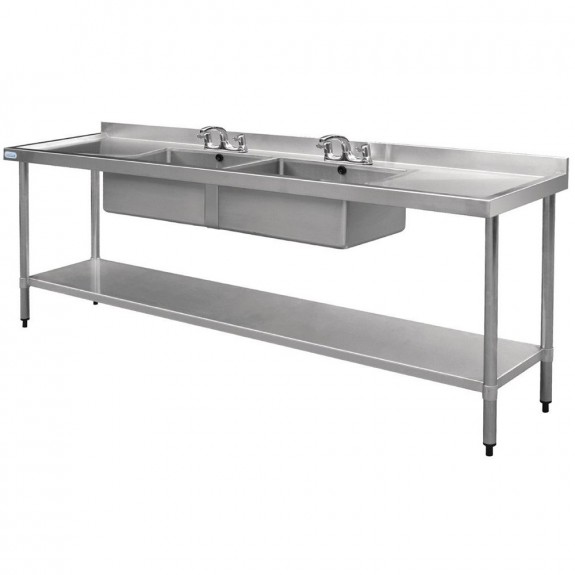 HC921 Vogue Double Bowl Sink Double Drainer - 2400mm x 700mm (90mm Drain)