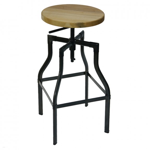 Turner Industrial Bar Stool Ash Timber Seat Apex