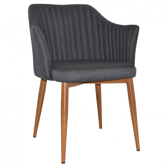 Lavinia Occasional Arm Chair Slim Light Oak Steel Legs
