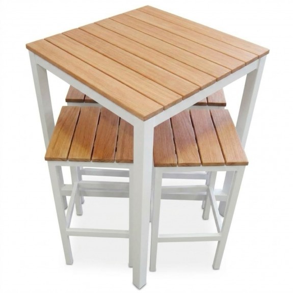 Newport Beer Garden Commercial Outdoor Bar Table and Stools White