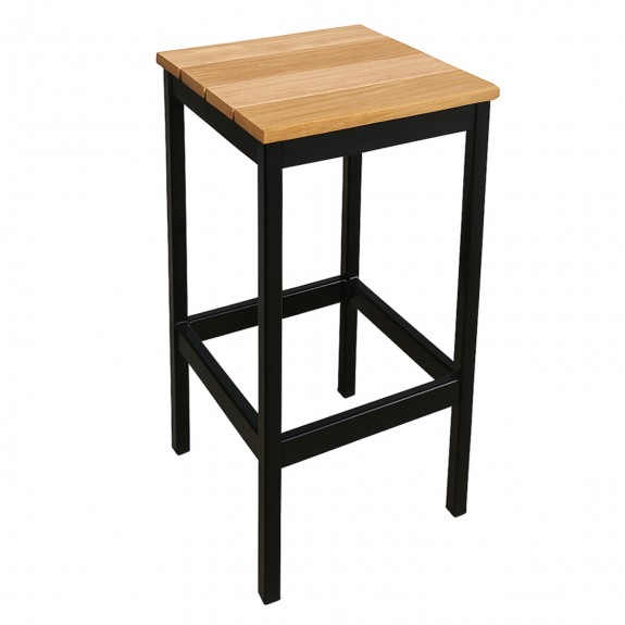 Newport Beer Garden Outdoor Bar Stool Wood Top White Frame 75cm