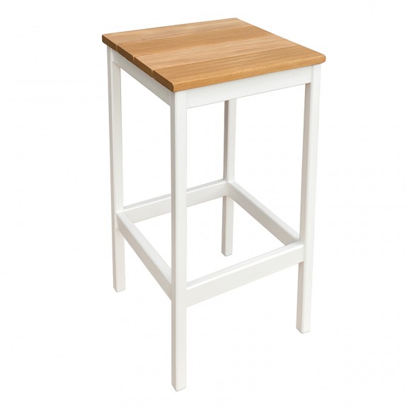 Newport Beer Garden Outdoor Bar Stool Wood Top White Frame 75cm