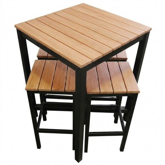 Newport Beer Garden Commercial Outdoor Bar Table and Stools Black