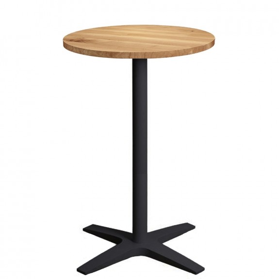 Franziska Oak Bar Table Round Solid Wood Top Charcoal Base