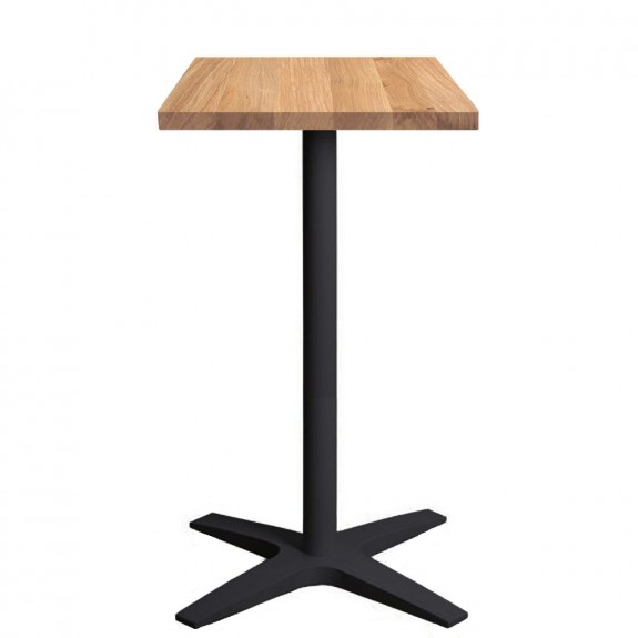 Franziska Oak Bar Table Solid Wood Top Charcoal Base
