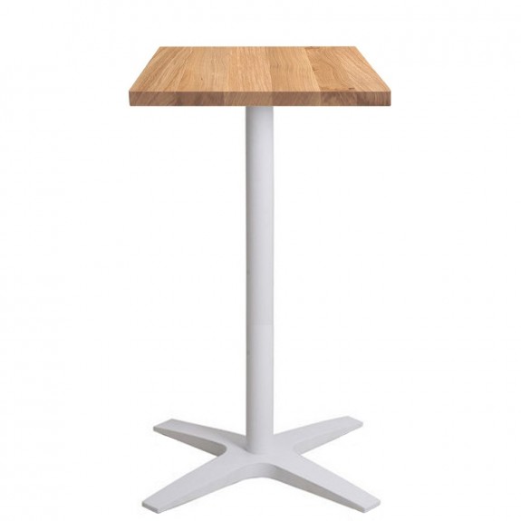 Franziska Oak Bar Table Solid Wood Top White Base