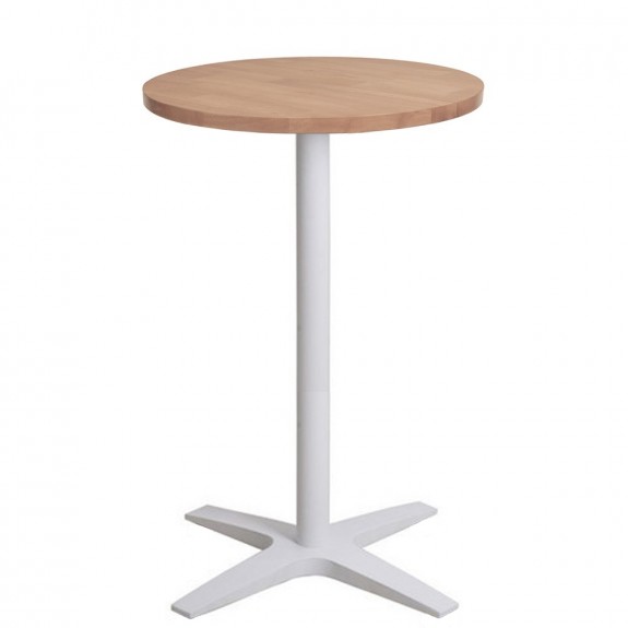 Franziska Round Bar Table Solid Wood Top White Base
