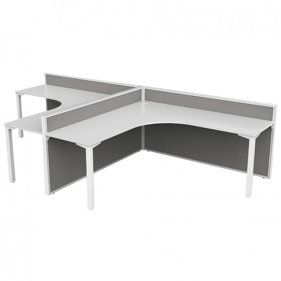 Enterprise 2 Desk T Layout Office Workstation With Triple Acoustic