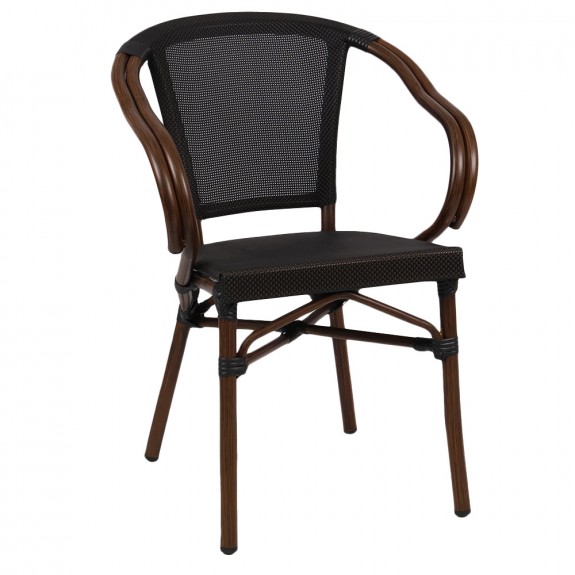 French Outdoor Arm Chair with Fabric Seat
