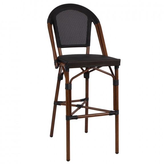 French Outdoor Bar Stool with Fabric Seat