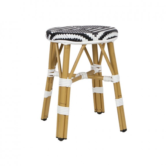 Chevron Wicker Outdoor Low Stool