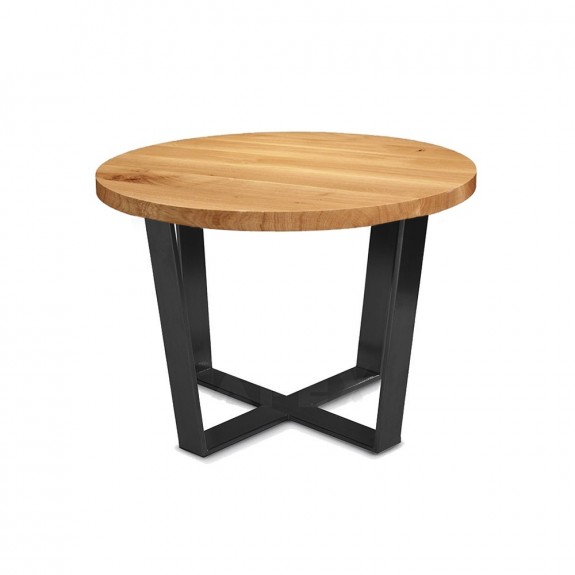 Phebe Modern Oak Timber Coffee Table Black Steel Base