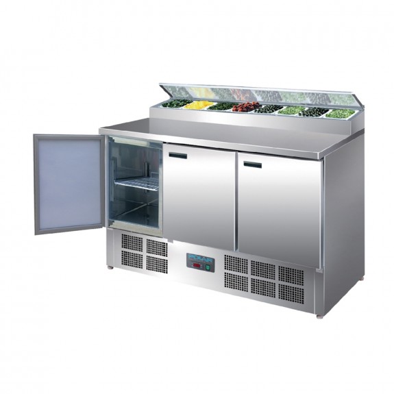 Polar 3 Door Salad and Pizza Prep Counter Stainless Steel