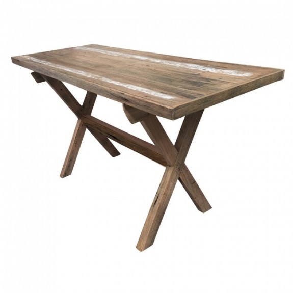 X Frame Recycled Timber Industrial Table