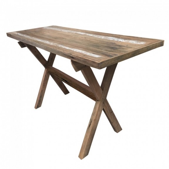 Rustic X Frame Recycled Timber Bar Table