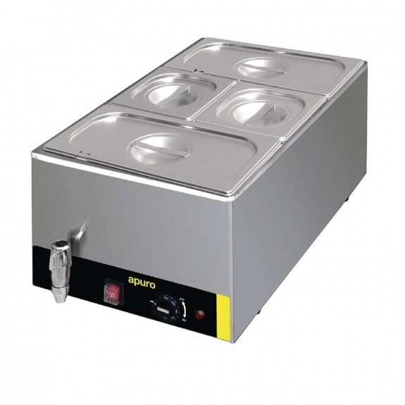 S047-A Apuro Bain Marie with Tap with Pans 2x1/3 & 2x1/6 Pans 150mm Deep Inc Lids