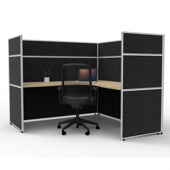 SHUSH30 1 Person Corner Screen Hung Workstation With Black Screen AS30SHC1P1515 NO-12S-BF/WF-1515