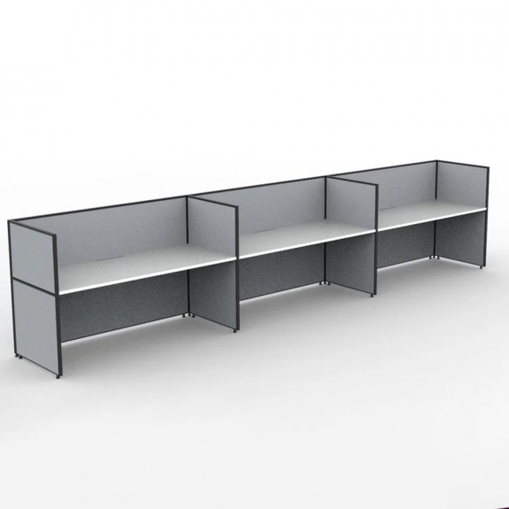 SHUSH30 3 Person Single Sided Screen Hung Workstation With Grey Screen AS30SHS3P1275 NW-12S-GF/BF-1200