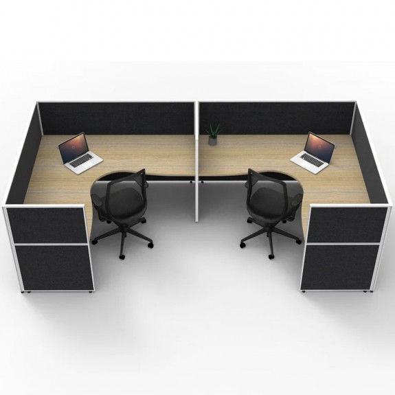 SHUSH30 2 Person Corner U Screen Hung Workstation With Black Screen AS30SHCU2P1515 NO-12S-BF/WF-1515